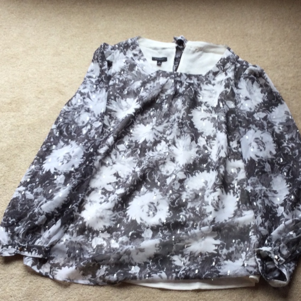 Talbots Floral Pattern Embellished Blouse - image 1